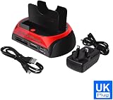 USB 2.0 Docking Station Dual Bay 2.5/3.5" HDD SSD SATA IDE Clone OTB view 4