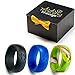 Silicone Wedding Band for Men Set of 3 Jewelry Rings - Anchor Design 9mm Prime Black, Blue & Camo