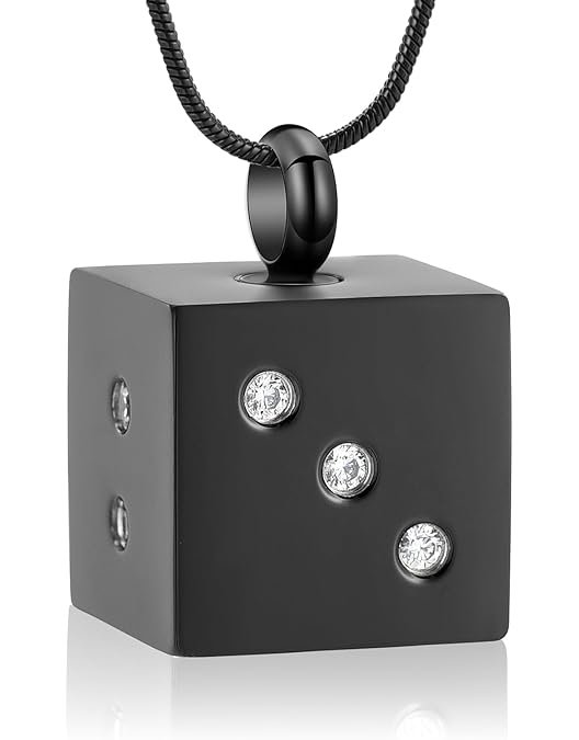 PikaLF Men's Lucky Dice Necklace, Gold, 23.6' Chain, Punk Hip Hop