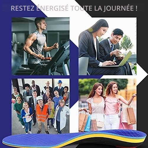 Semelles orthopédiques pour fasciite plantaire, soutien de la voûte plantaire, pour éperon calcanéen, pieds plats, douleurs aux pieds, semelles confortables pour homme et femme, bleues