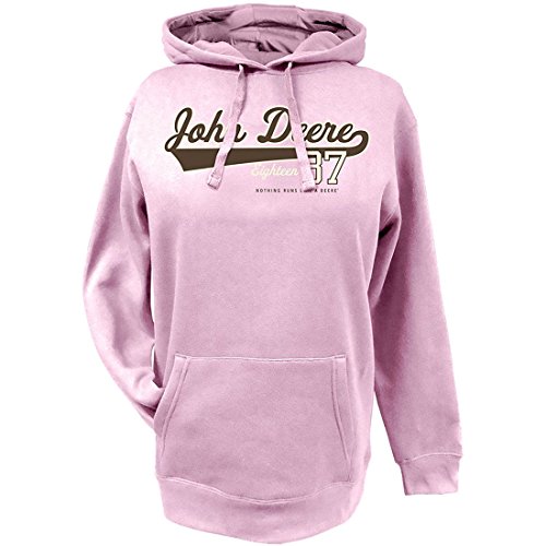 John Deere Western Sweatshirt Womens Applique Hoodie L Pink
