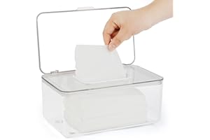Flenpptly Baby Wipes Dispenser, Wipe Holder Wipes Container Large Capacity Keep Wipes Fresh & Easy to Open (Transparent)