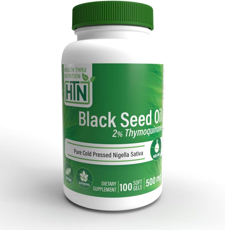 Black Seed Oil 500mg 2% Thymoquinone (10mg TQ per Serving) 100 Count, 100% Pure Cold-Pressed