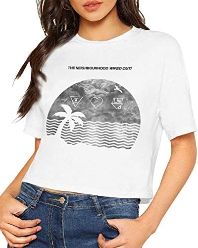 AlbertV The Neighbourhood Wiped Out I Love You Sexy Exposed Navel Female T-Shirt Bare Midriff Crop Top Tees White