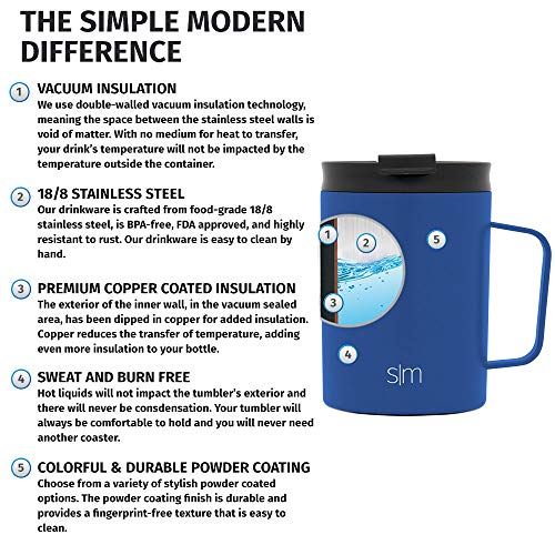 Simple Modern 12oz Scout Coffee Mug Tumbler - Travel Cup Vacuum Insulated Camping Flask with Lid 18/8 Stainless Steel Hydro Thermos -Twilight - Thumbnail 6