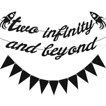 Amazon Com 2 Pieces Two Infinity And Beyond Banner And Black