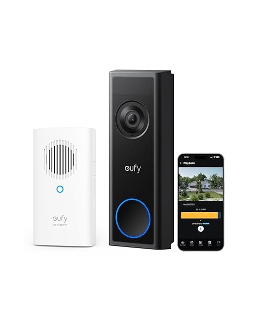 eufy Security Video Doorbell Camera Wireless C31 with Chime, 2K FHD, Dual Power Options, Live Video Call, Easy Installation, Quick-Release Battery, 24/7 Recording, No Monthly Fee