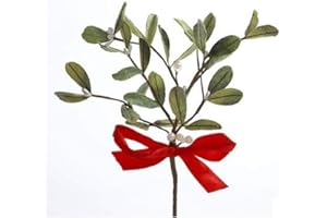 Kurt Adler Artificial Mistletoe Pick with Red Bow