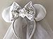 Disney Parks Minnie Mouse Mickey Ears Bride Veil Headband with Bow Faux Pearls Flowers
