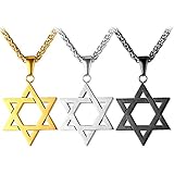U7 Jewish Jewelry Megan Star of David Pendant Necklace 18K Gold Israel Necklace, Rope or Leather Chain, Length 22