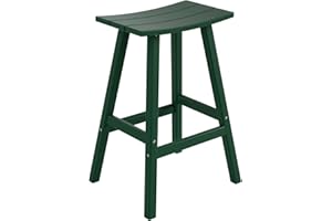 Costaelm All-Weather Outdoor Bar Stools, 29" Height Patio Stools & Bar Chairs, Adirondack Poly Patio Bar Stool for Patio, Deck, Kitchen Counter and Garden, Dark Green
