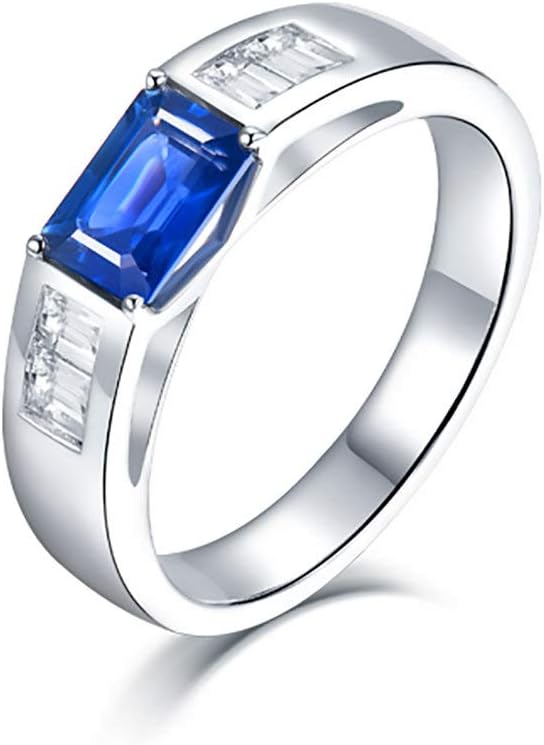 Lanmi 1.30 ct Vintage Sapphire Rings 18ct/14ct Men's Rings with Natural Diamonds