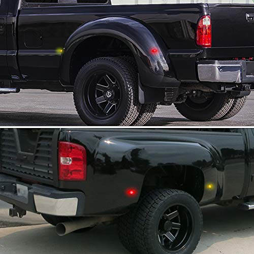 RUXIFEY LED Dually Bed Fender Side Marker Lights Amber Red Sidemarker Lamps Replacement Compatible with 1999 to 2010 Ford F350 F450 F550 Dually - Pack of 4