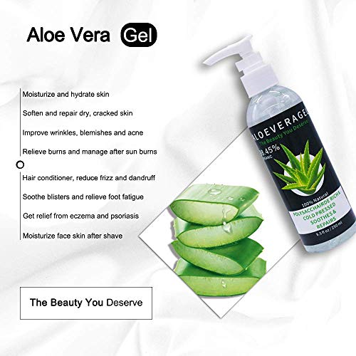Natural & Organic Aloe Vera Gel, Soothes Aloe Vera Leaf Gel With Pure Organic Aloe Vera To