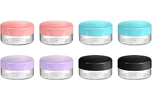Arcjunys 10 Gram 8 pcs Lip Balm Containers Small Plastic Cosmetic Containers Sample Jars Makeup Sample Containers for Lip Bal