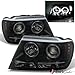 1999-2004 Grand Cherokee Mystery Black Smoked Halo Projector Headlights w/DRL Pair Left+Right 2000 2001 2002 2003