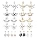 12 Pairs Fashion Silver Plated Leaf Feather Flower Crystal Ear Jacket Front and Back Stud Earrings for Women Girls