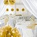 10pc Gold Tissue Paper pom poms Flower Ball Decorations kit – Size 8 10 Inch