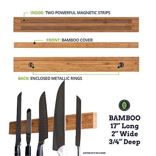 Knife Strip 17 Inch Bamboo Wood Knife Strip Strong