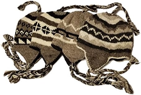 Sherpa Hat Headgear with ear flaps for Cold, Ski or Troopers Hand Made From Wool and Fleece each cap has unique pattern and warmer for Men Women Kids Russia USA, Made in Napal Brown Ears
