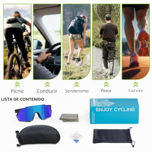 RUINEXISTA Sports Sunglasses for Women and Men, Cycling Glasses, Adjustable Nasalera, Polarized Sunglasses, UV400 Protection, Sunglasses for Activities/Racing/Bike/Skiing