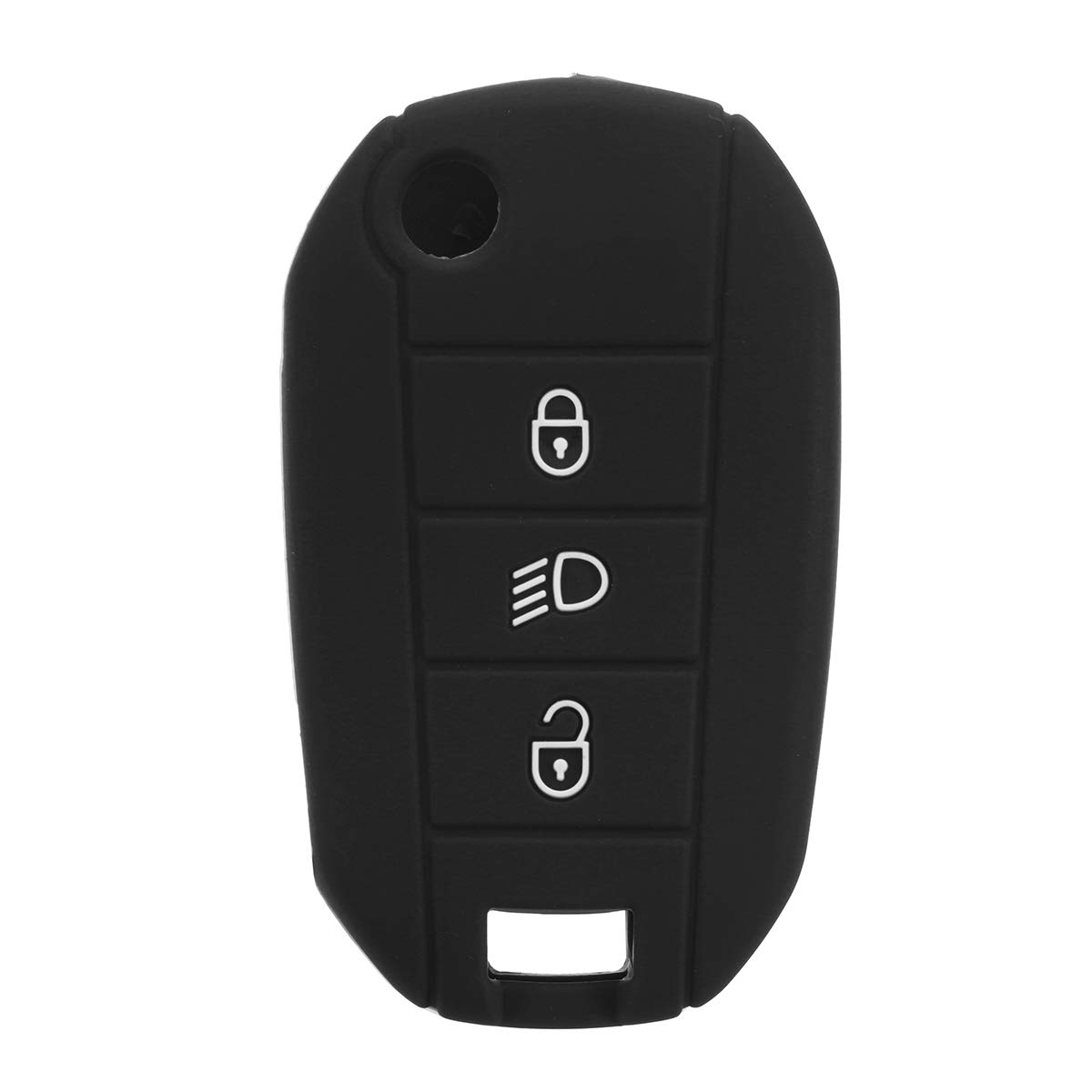 MOMOALA Silicone Car Key Case Protector Cover Remote Control Fob compatible with Peugeot 3008 208 308 - Black