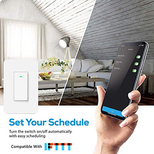 3 Way Smart Wi-Fi Light Switch, Individual 3 Way Switch(only one needed),Compatible with Alexa Google Assistant & IFTTT,Remote Control, Timing Function No Hub Required(1-Pack)