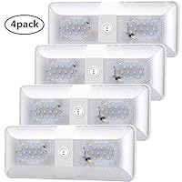 ShinePick 4 Pack Upgraded Super Bright DC 12V Led RV Ceiling Double Dome Light Fixtures RV Interior Lights with ON/Off Switch for Trailer Camper Car RV Boat (Natural White)