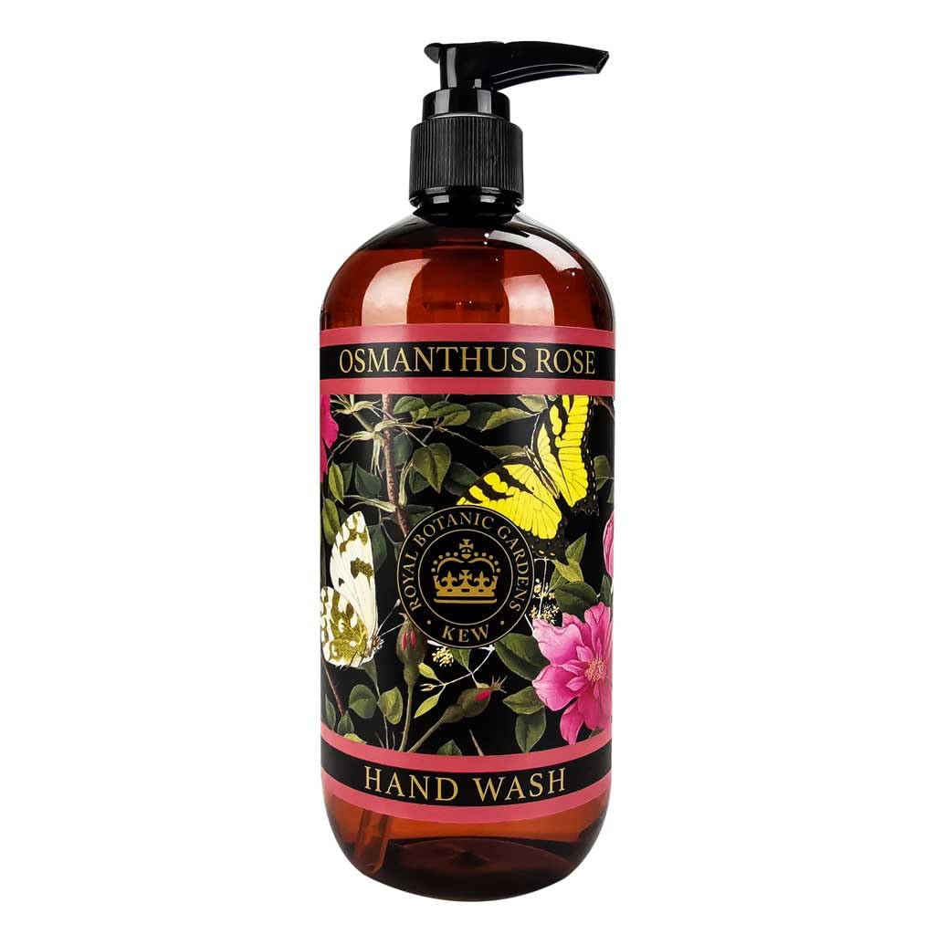 The English Soap Company Kew Gardens Hand Wash, Refreshing Botanical Wash with a Rich Lather, Enriched with Soothing Aloe Vera and Vitamin E, Osmanthus Rose Scent 500ml