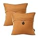 Phantoscope Pack of 2 Farmhouse Throw Pillow Covers Button Vintage Linen Decorative Pillow Cases for Couch Bed and Chair, Orange, 18 x 18 inches, 45 x 45 cm