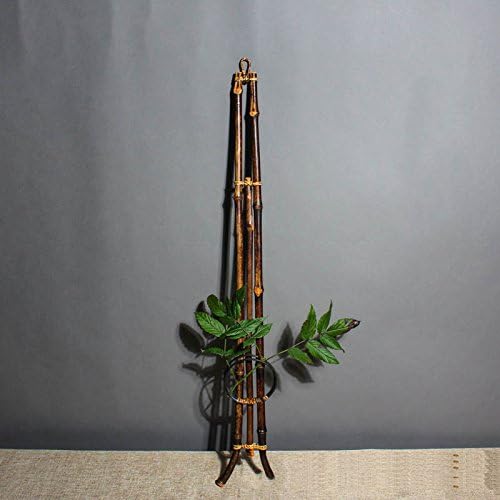 Flower pots Wood Carbonized Color Flower Stand Living Room Purple Bamboo Wall-mounted Flower Bamboo Indoor Rattan Basket Rattan Flower Rack Plant stand (Color : Rattan buckle Zizhu, Size : 2*62cm)