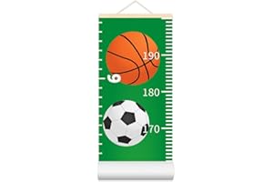 NUSTILA Baby Growth Chart for Wall - Height Chart for Kids Nursery Decor Wall Hanging Measurement Ruler Toddler Room Decor Play Room Essentials Birthday Christmas Gifts for Boys Girls 79"X7.9" (Sports Balls)
