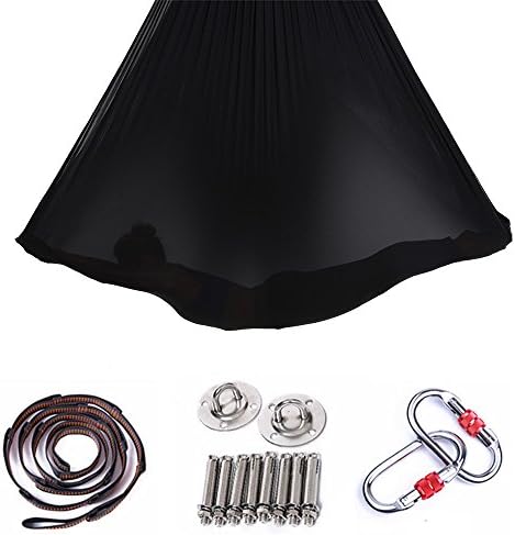 ACTNOW Silk Aerial Yoga Swing & Hammock Kit for Improved Yoga Inversions, Flexibility & Core Strength(Black)