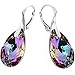 Sterling Silver 925 Pink Blue Teardrop Leverback Earrings with Swarovski Elements