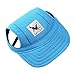Dog Hat-Pet Baseball Cap/Dogs Sport Hat/Visor Cap with Ear Holes and Chin Strap for Small Dogs (Size M, Blue) by Happy Hours