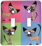 3dRose LLC lsp_6303_2 Siamese Cat Four Attitudes Design, Double Toggle Switch