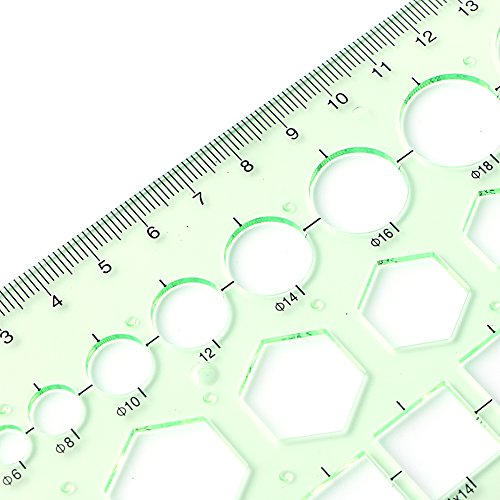 Hukai Plastic Circle Square Hexagon Geometric Template Ruler Stencil Measure Tool NEW - Thumbnail 4