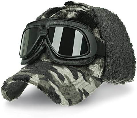 Howels Camo/Solid Velboa Baseball Cap Ear Flaps Military Adjustable Trucker Hat, Camo/Black