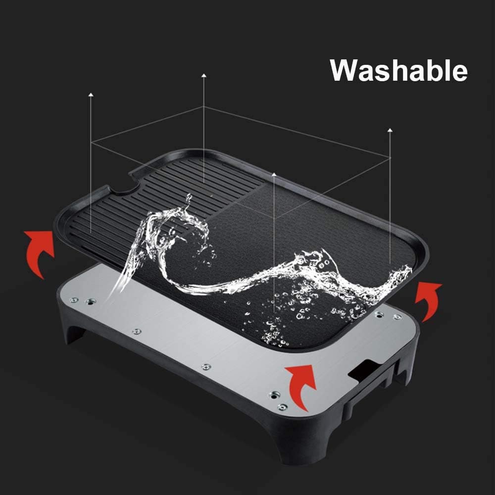 review YIIYU Non-Stick Electric Grill, Home Infrared Barbecue Machine, Smoke-Free Indoor Electric Grill, Teppanyaki Grill,46X28x24cm