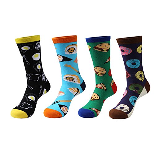 Zmart 4 Pairs Mens Crazy Funny Cute Novelty Cotton Food Crew Socks Zmart 4 Pairs Mens Crazy Funny Cute Novelty Cotton Food Crew Socks