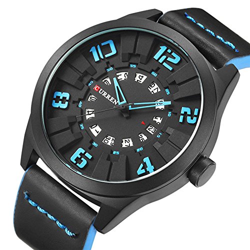 Curren hombres reloj moda lujo deporte hombres militares reloj de pulsera cuero marrón cuarzo reloj - Imagen 3