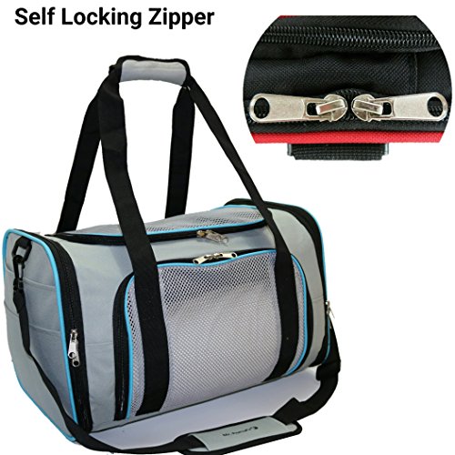 Airline Approved Soft Sided Pet Carrier by Mr. Peanut's, 17.5X11X11" Travel Tote with Soft Padded Bedding With Strong 1/4" Wood Base, Seatbelt & Luggage Attachment, Perfect for Cats and Small Dogs - Thumbnail 7