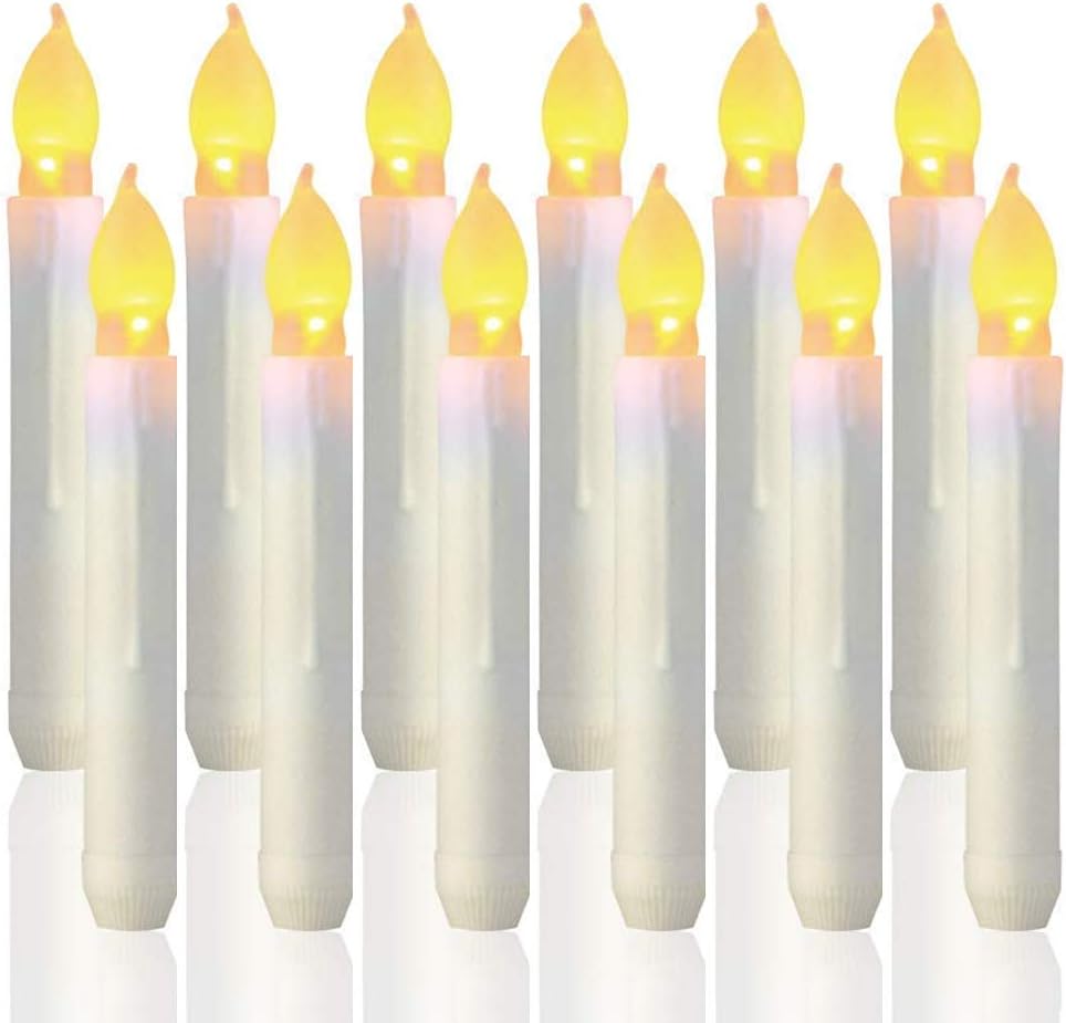 Werded LED Flameless Candles, 12 PCS Pillar Flickering Flameless Real Wax Moving Wick LED Candle for Home/Party/Halloween/Christmas/Wedding Decor (0.79 x 6.5 Inch, Batteries Not Included)