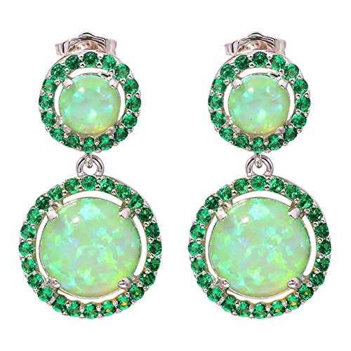 Cinily rhodium plated green fire opal emerald women jew…