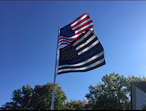 Thin Blue Line Flag 3x5 Ft Nylon Embroidered Stars Sewn Stripes Blue Line USA Banner Flags for Police and Law Enforcement Officers