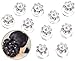 VAGA Set of 10pcs Silver Colored Iron Spirals Hair Pins / Slides / Twists / Coils / Wedding Brides Hairstyles Decorations with White Pearls and Clear Rhinestones Crystals Gemstones Flowers Shapes