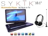 Sykik SYDVD9116 TV 10.1'' Inch All multi region zone free HD swivel portable dvd player With Digital TV Atsc Tuner,USB,SD card slot with headphones, Ac adaptor ,car adaptor Remote control