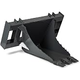 Titan Attachments USA Made Grey Extreme Stump Bucket, Skid Steer Tree Spade Stump Remover Digger, Serrated Leading Edge, Replaceable Teeth, Quick Tach Mounting Style
