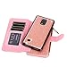 Galaxy Note 4 Case, Note 4 Case, CaseUp 12 Card Slot - [Zipper Cash Storage] Premium Flip PU Leather Wallet Case Cover With Detachable Magnetic Hard Case For Samsung Galaxy Note 4 - Glitter Rose Gold