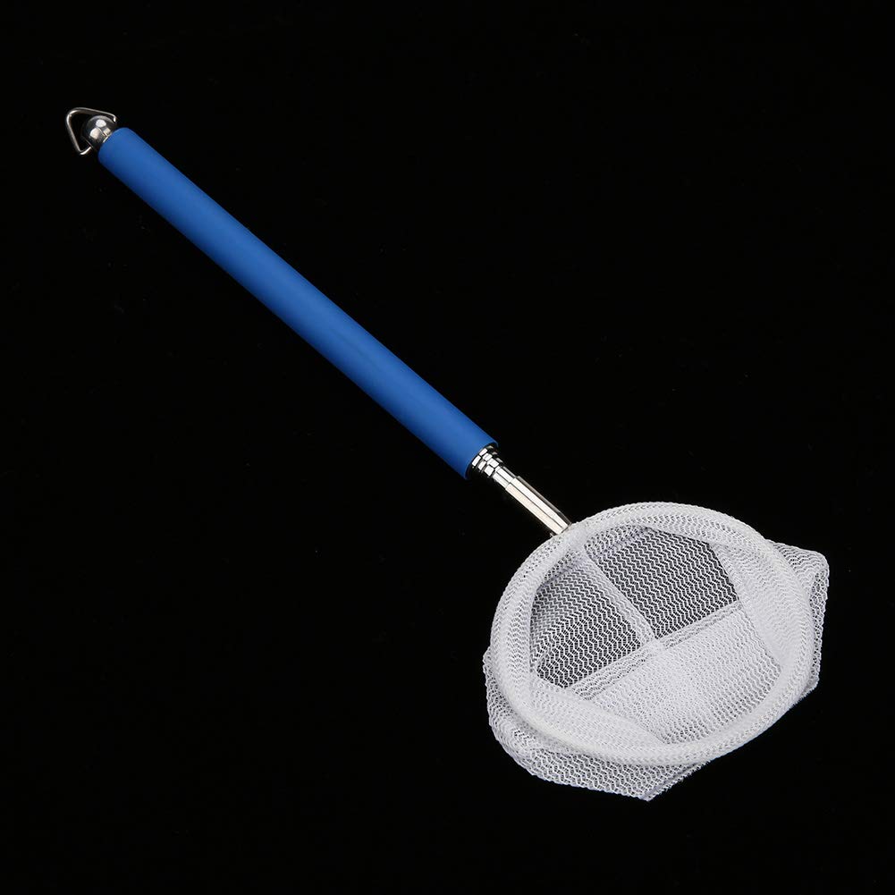 Garosa Fish Shrimp Skimming Net Adjustable Mini Fish Aquarium Fishing Net for Aquarium Tank Shrimp 20-57.5cm Expandable(blue Round net)